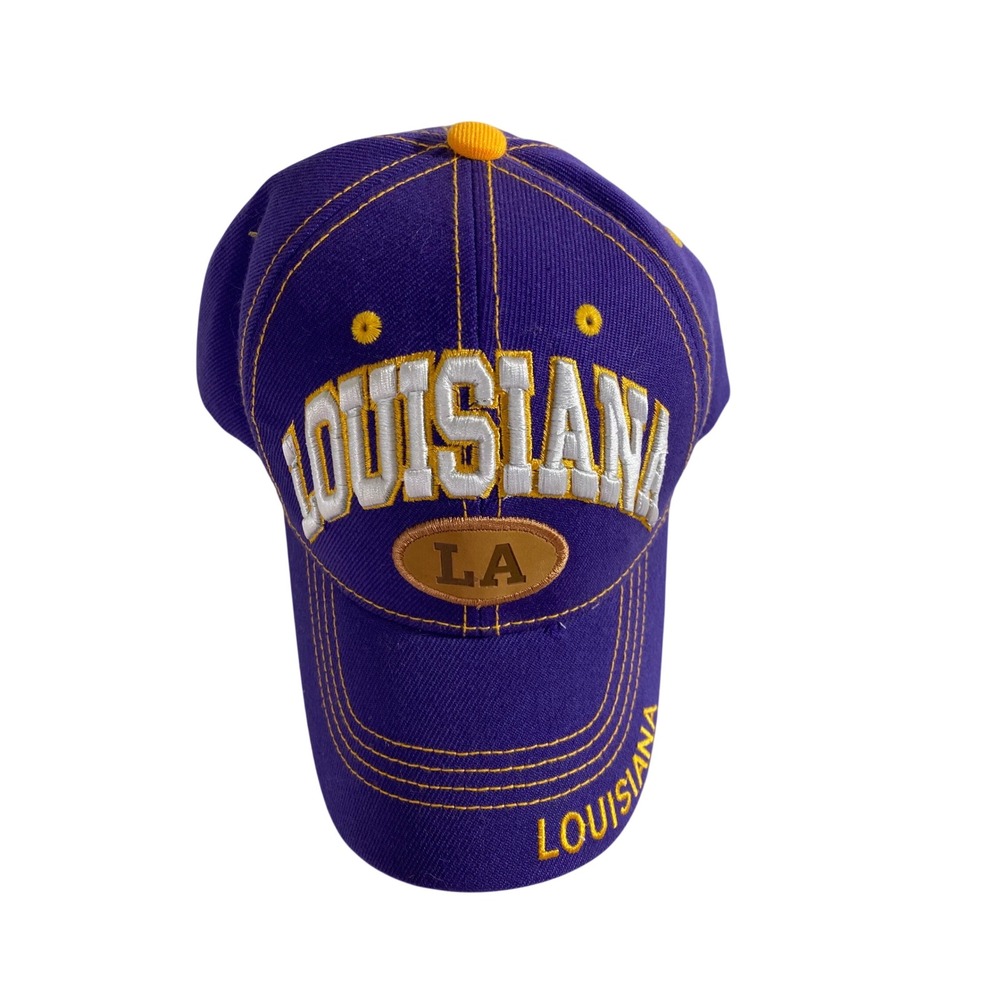 Sports Cap Baseball Hat Mens OSFM Purple Excellent Louisiana Souvenir LA Logo